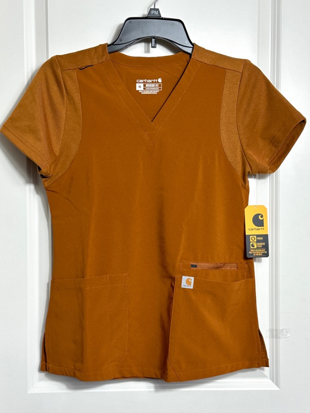 Carhartt FORCE Modern Fit Medical /Vet ScrubS Top XS Fox Brown NWT